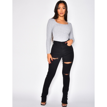 Jeans slim à fente destroy Jeans slim à fente destroy