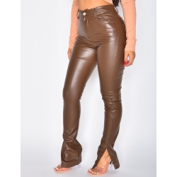 Pantalon en simili à fente Pantalon en simili à fente