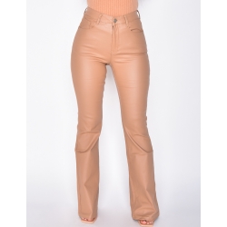 Jeans huilé taille haute taupe Jeans huilé taille haute taupe