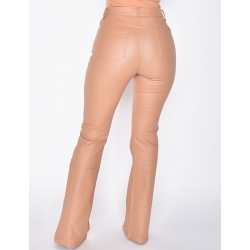 Jeans huilé taille haute taupe Jeans huilé taille haute taupe