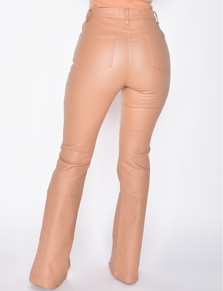 Jeans huilé taille haute taupe Jeans huilé taille haute taupe