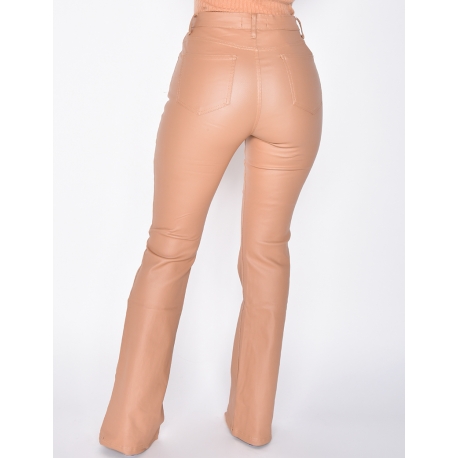 Jeans huilé taille haute taupe Jeans huilé taille haute taupe