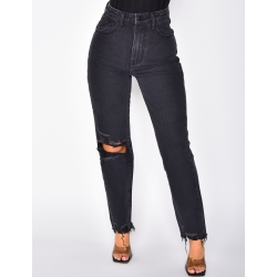 Jeans destroy taille haute