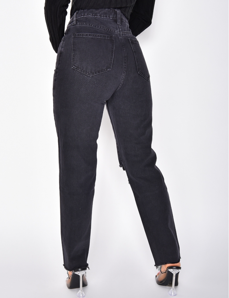 Jeans destroy taille haute