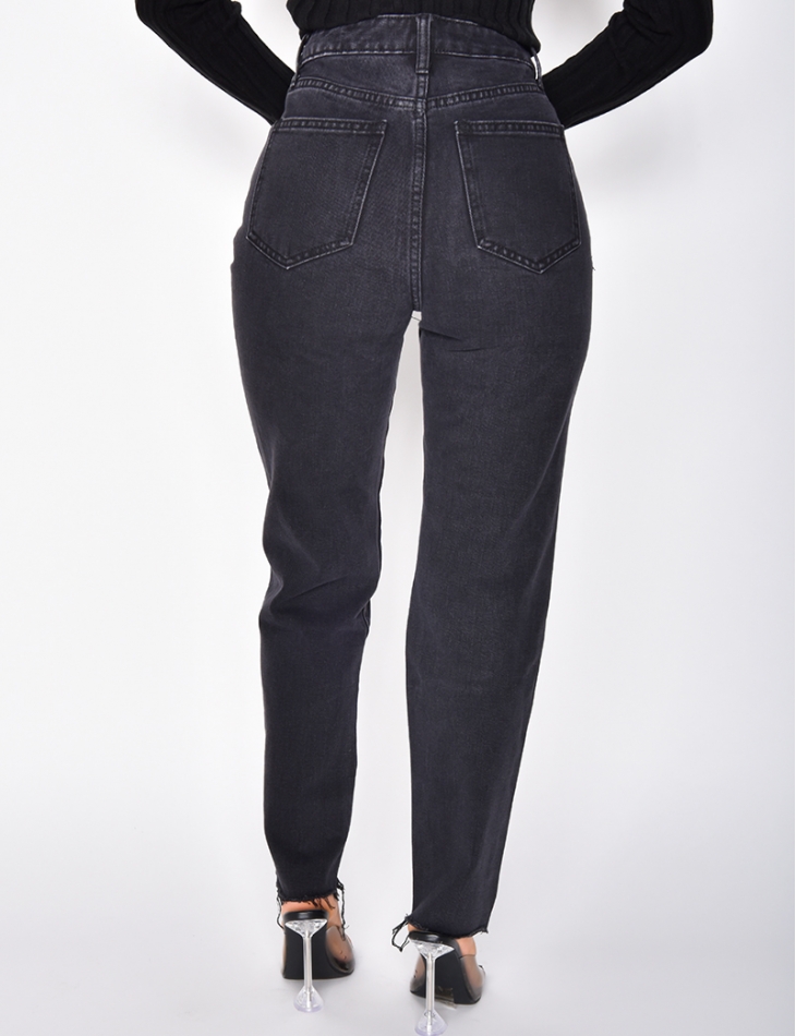 Jeans destroy taille haute