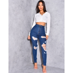 Jegging taille haute destroy Jegging taille haute destroy