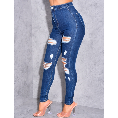 Jegging taille haute destroy Jegging taille haute destroy