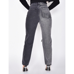 Jeans destroy bi-color coupe droite Jeans destroy bi-color coupe droite