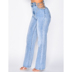 Jeans coupe droite avec chaînes Jeans coupe droite avec chaînes