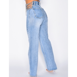 Jeans coupe droite avec chaînes Jeans coupe droite avec chaînes