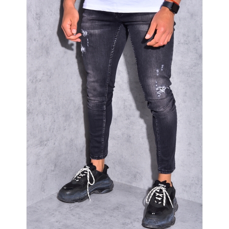 Jeans destroy à ficelle