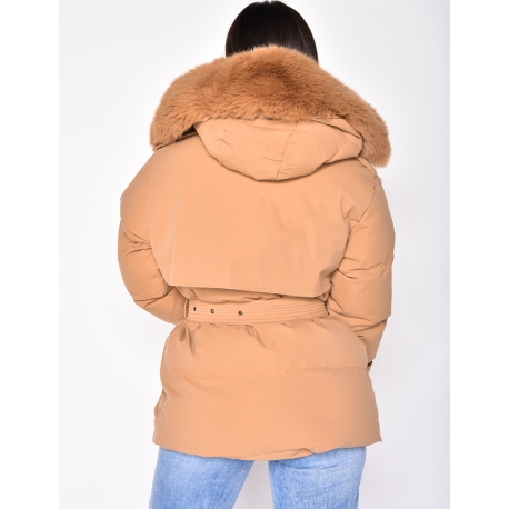 Doudoune matelassée à ceinture