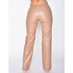 Pantalon coupe droite en cuir vegan Pantalon coupe droite en cuir vegan