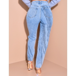 Jeans coupe droite taille haute destroy Jeans coupe droite taille haute destroy