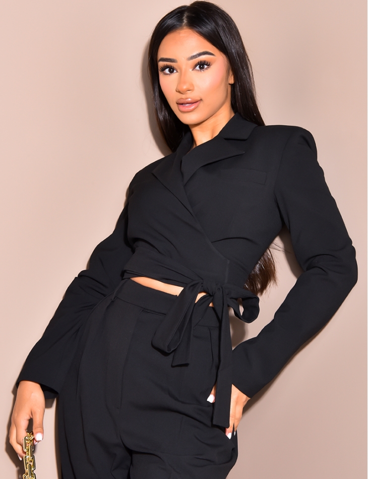 Veste de blazer courte à nouer Veste de blazer courte à nouer