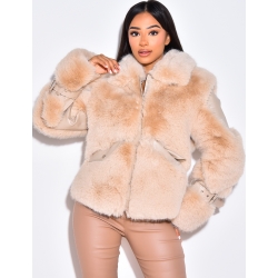 Veste bi-matière en simili et fausse fourrure Veste bi-matière en simili et fausse fourrure