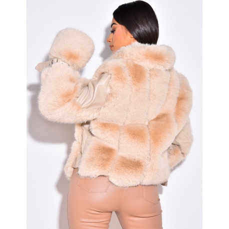 Veste bi-matière en simili et fausse fourrure Veste bi-matière en simili et fausse fourrure