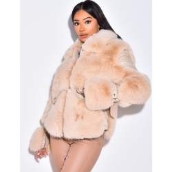 Veste bi-matière en simili et fausse fourrure Veste bi-matière en simili et fausse fourrure
