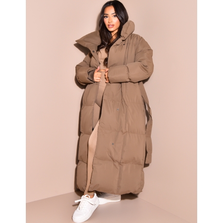 Doudoune longue matelassée à nouer