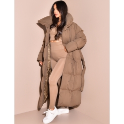 Doudoune longue matelassée à nouer
