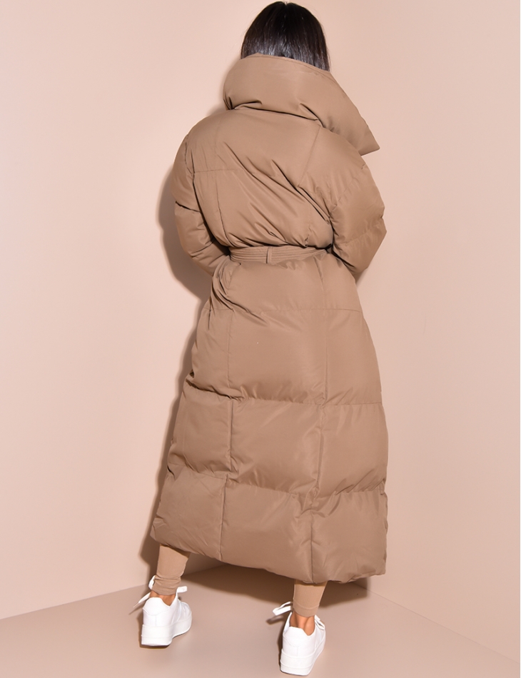 Doudoune longue matelassée à nouer