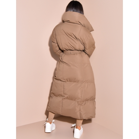 Doudoune longue matelassée à nouer