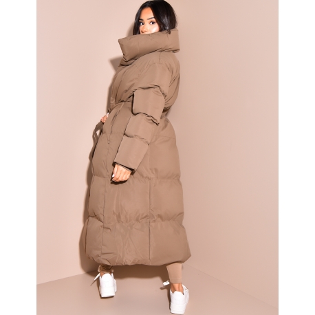 Doudoune longue matelassée à nouer