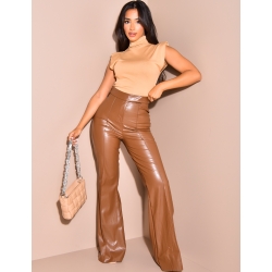 Pantalon en cuir vegan à pattes d'eph Pantalon en cuir vegan à pattes d'eph