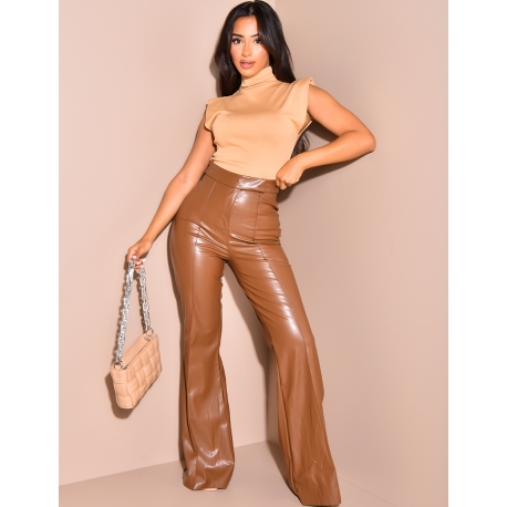 Pantalon en cuir vegan à pattes d'eph Pantalon en cuir vegan à pattes d'eph