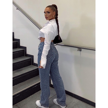 Jeans coupe droite effet déchiré