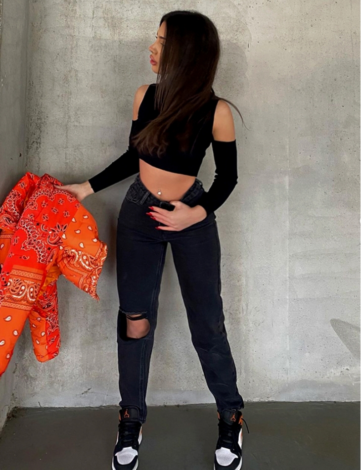 Jeans coupe droite destroy Jeans coupe droite destroy