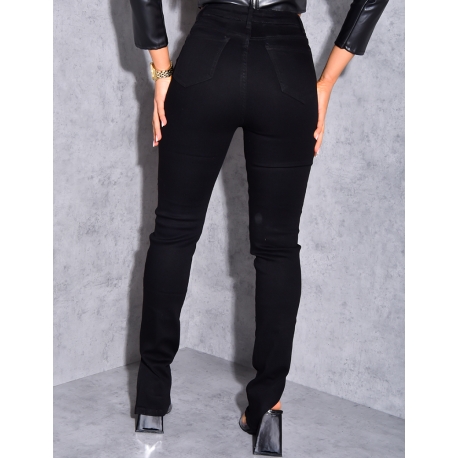 Jeans skinny taille haute à fentes
