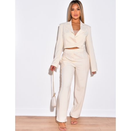 Pantalon coupe droite à taille élastique