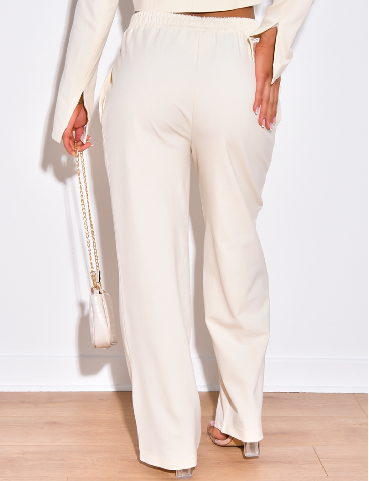 Pantalon coupe droite à taille élastique