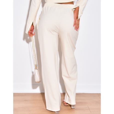 Pantalon coupe droite à taille élastique
