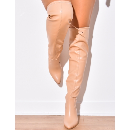 Cuissardes à talons en simili cuir Cuissardes à talons en simili cuir