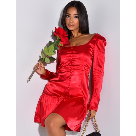 Robe en satin avec boutons