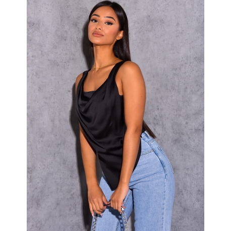 Crop-top en satin fluide
