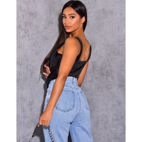 Crop-top en satin fluide