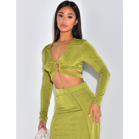 Crop top légèrement transparent avec anneau Crop top légèrement transparent avec anneau
