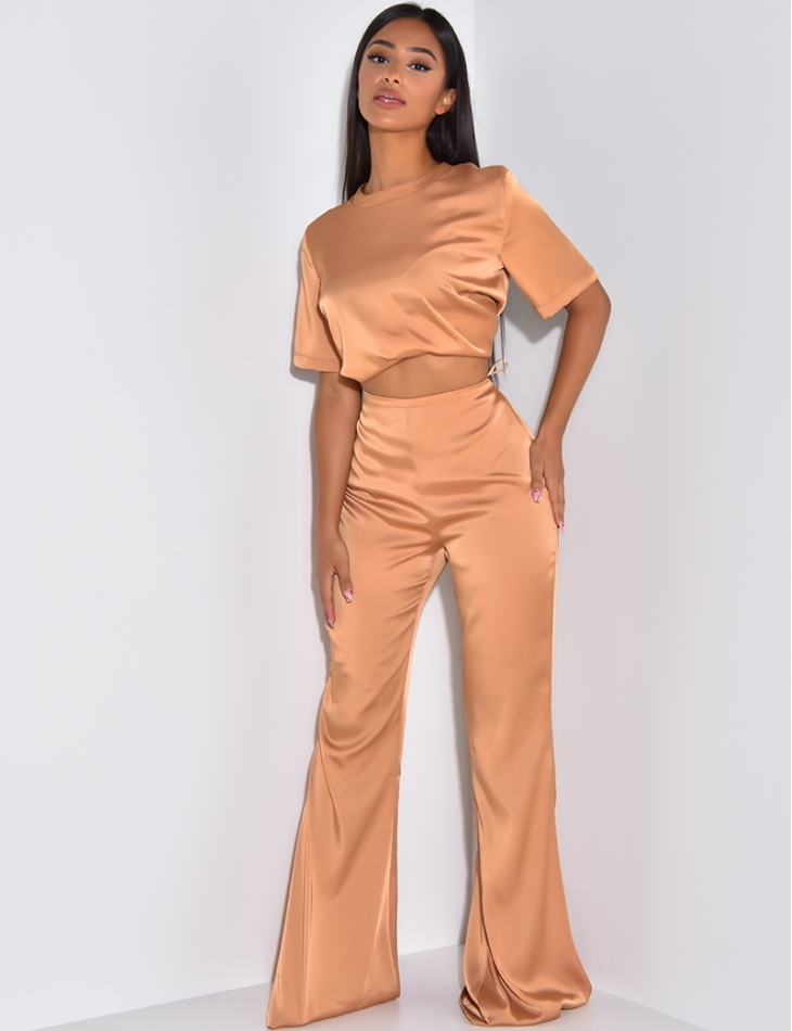 Pantalon en satin pattes d'eph