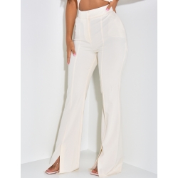 Pantalon de tailleur coupe droite à fente