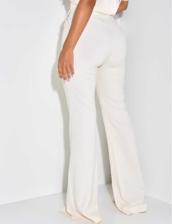 Pantalon de tailleur coupe droite à fente