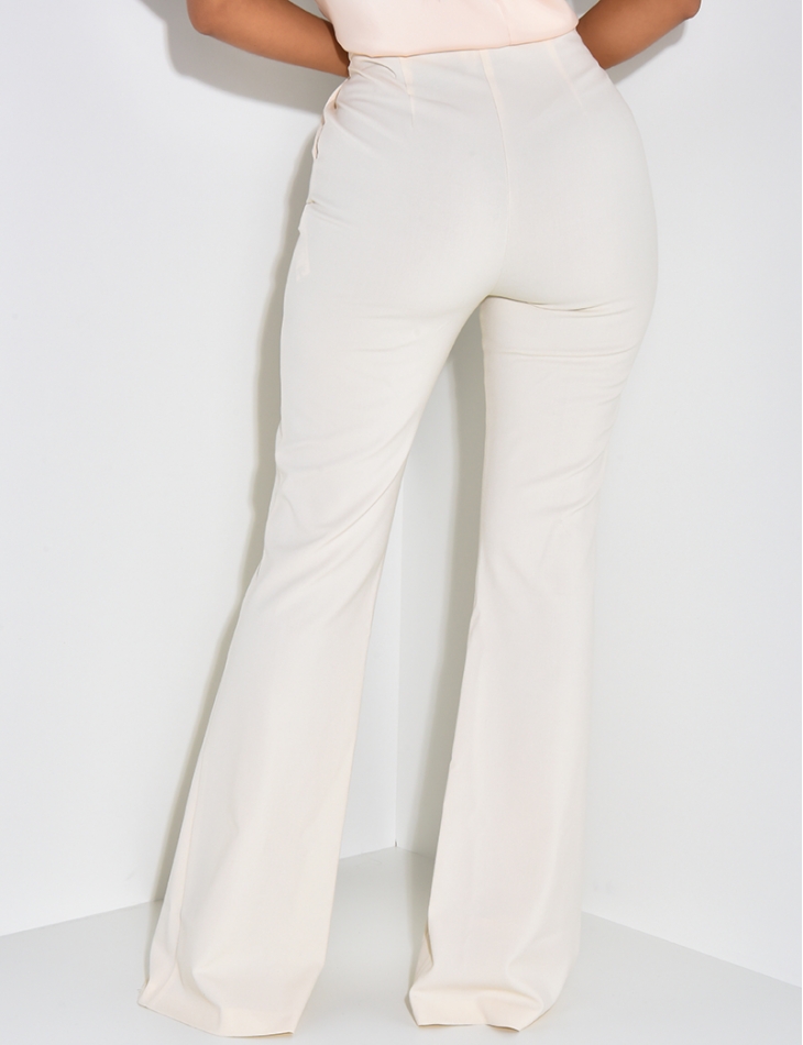 Pantalon de tailleur coupe droite à fente