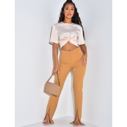 Pantalon de tailleur coupe droite à fente Pantalon de tailleur coupe droite à fente