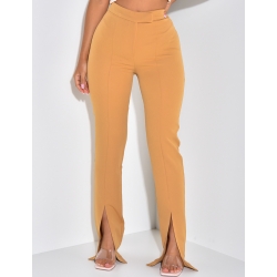 Pantalon de tailleur coupe droite à fente Pantalon de tailleur coupe droite à fente