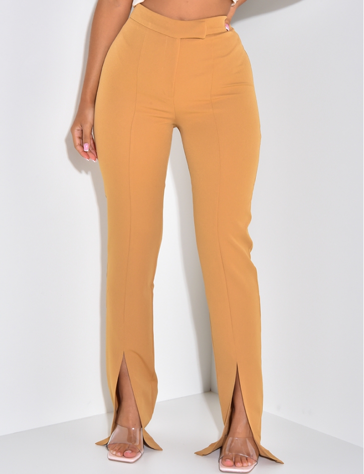 Pantalon de tailleur coupe droite à fente Pantalon de tailleur coupe droite à fente