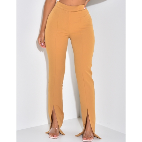 Pantalon de tailleur coupe droite à fente Pantalon de tailleur coupe droite à fente