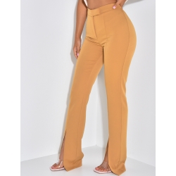 Pantalon de tailleur coupe droite à fente Pantalon de tailleur coupe droite à fente