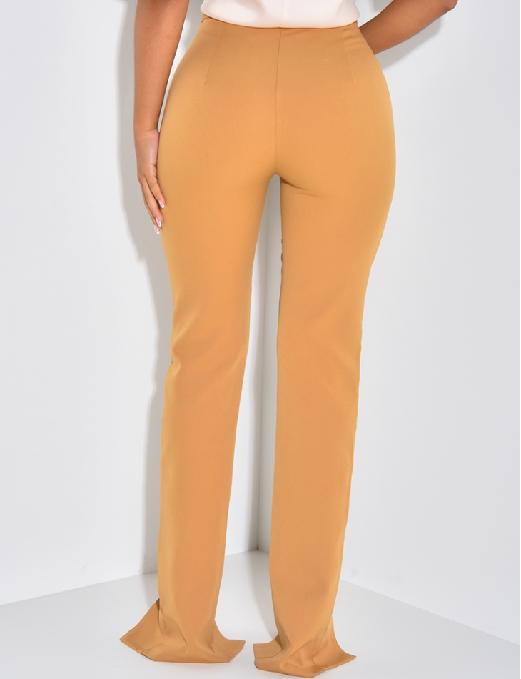 Pantalon de tailleur coupe droite à fente Pantalon de tailleur coupe droite à fente